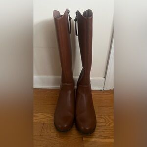 Camel Vegan Leather Knee-High Boots